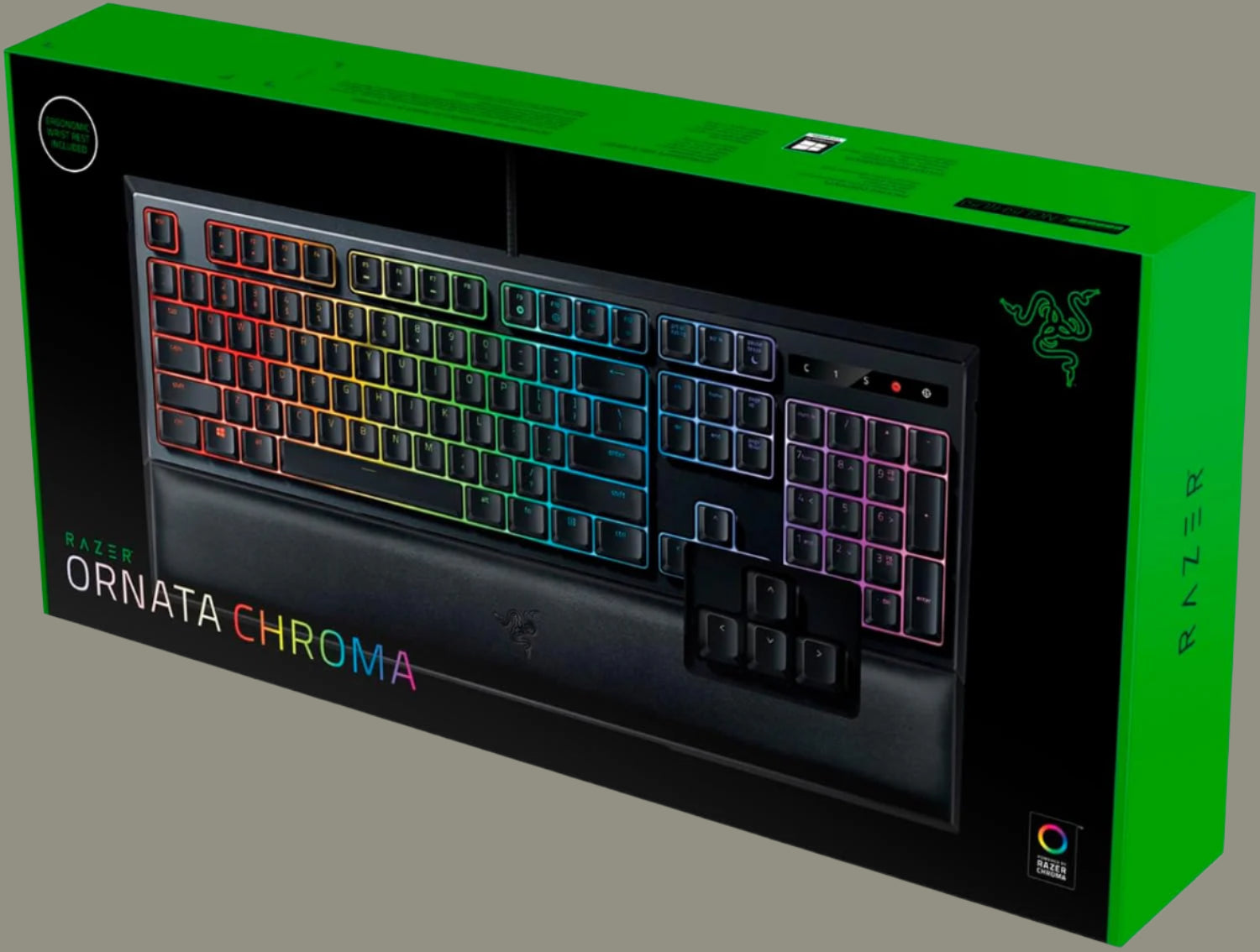 Ornata Chroma Gaming Keyboard: Hybrid Mechanical Key Switches - Customizable Chroma RGB Lighting - Individually Backlit Keys - Detachable Plush Wrist Rest - Programmable Macro Functionality